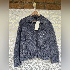 NWT IVKO Stone Blue Cotton Jacket 36 | Boutique Knitwear | READ - Minor Flaw
